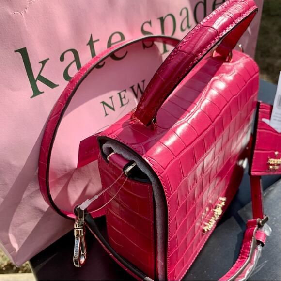 Kate Spade Pink Staci Square Crossbody Bag and Card Holder Bundle Set - Picture 2 of 15